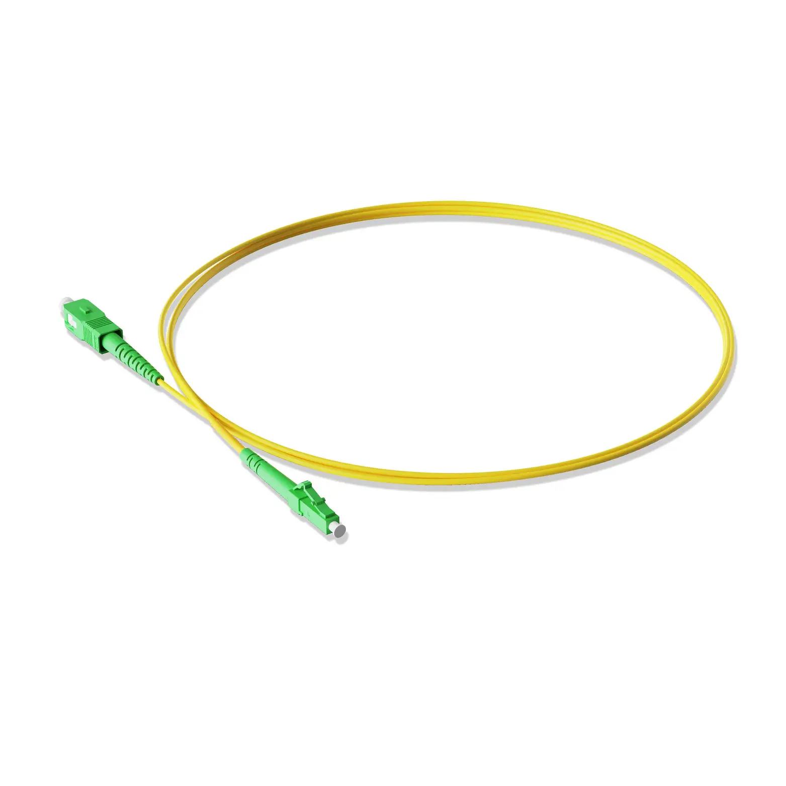 20m 66ft Fiber Patch Cable 1 Fiber LC APC Simplex to SC APC Simplex Singlemode OS2 Riser OFNR 2.0mm Yellow
