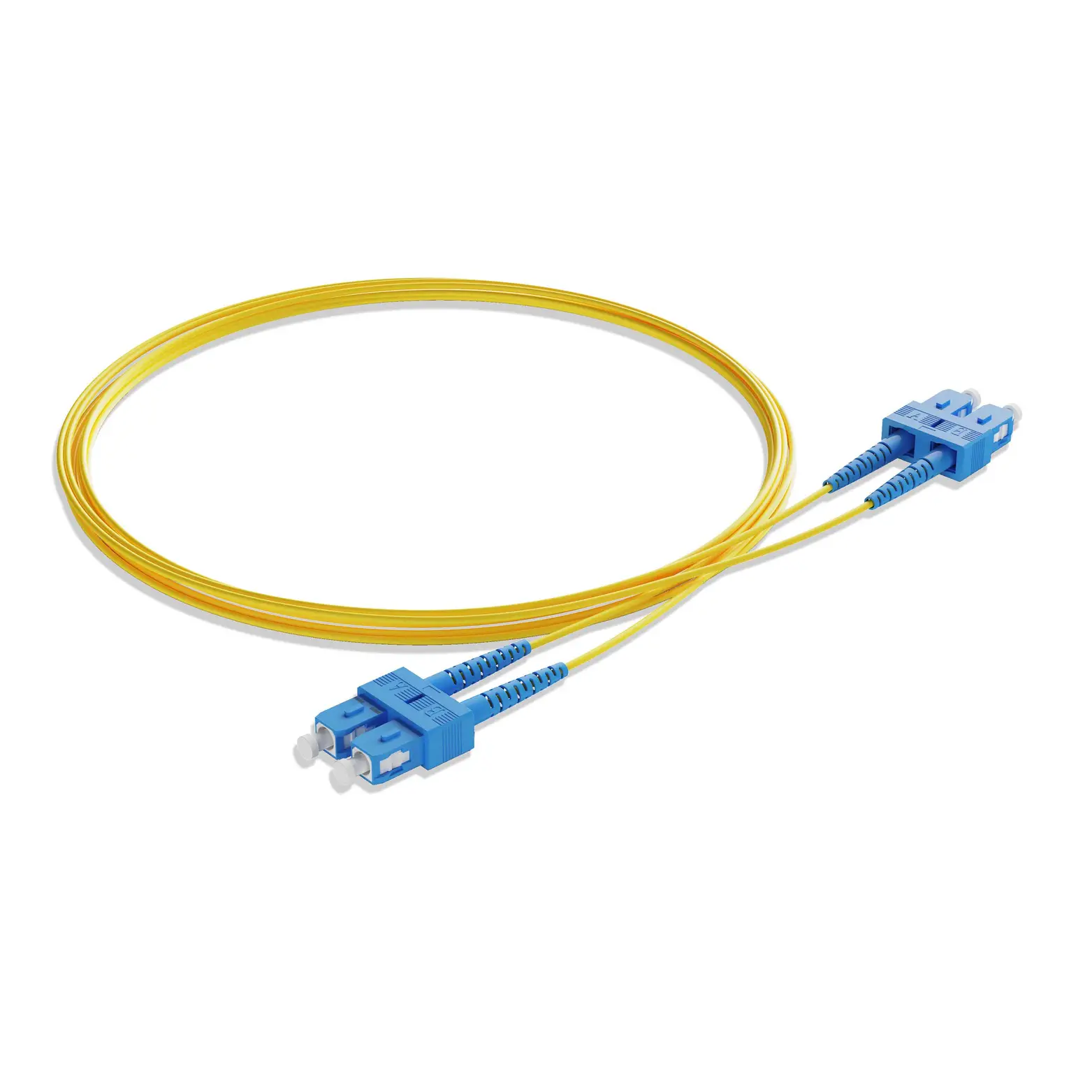 1m 3ft Fiber Patch Cable 2 Fibers SC UPC Duplex to SC UPC Duplex Singlemode OS2 Riser OFNR 2.0mm Yellow