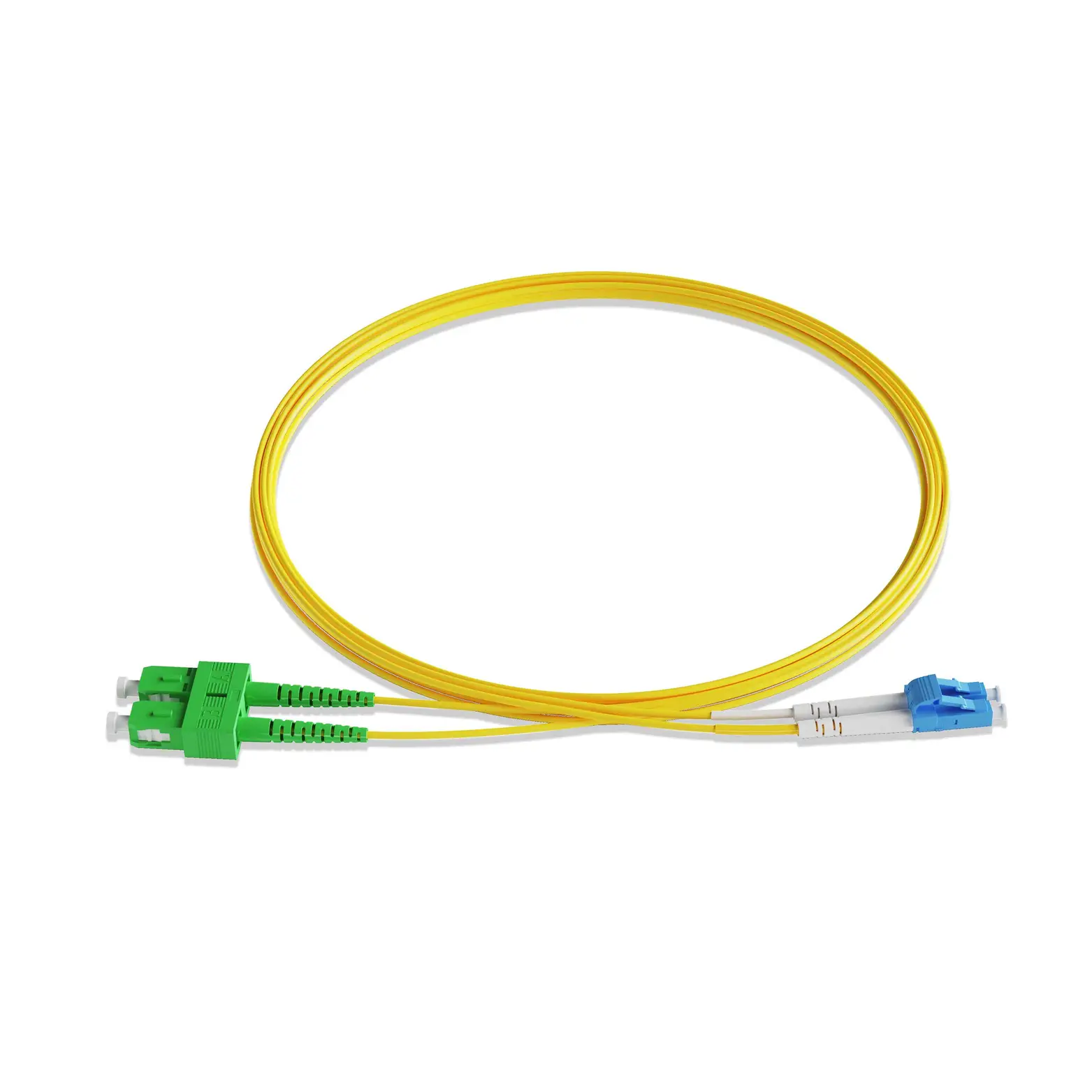 5m 16ft Fiber Patch Cable 2 Fibers LC UPC Duplex to SC APC Duplex Singlemode OS2 Riser OFNR 2.0mm Yellow