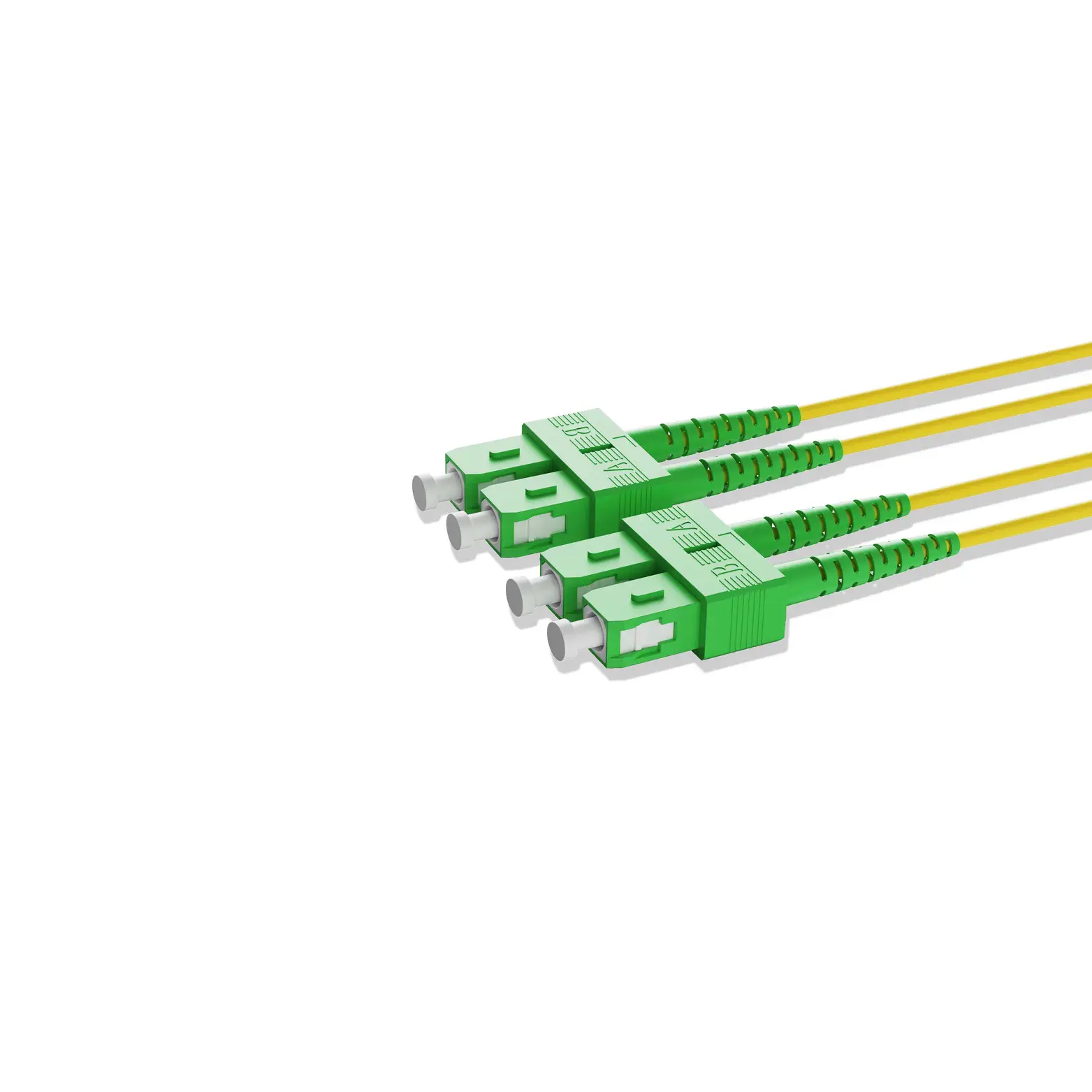 1m 3ft Fiber Patch Cable 2 Fibers SC APC Duplex to SC APC Duplex Singlemode OS2 Riser OFNR 2.0mm Yellow