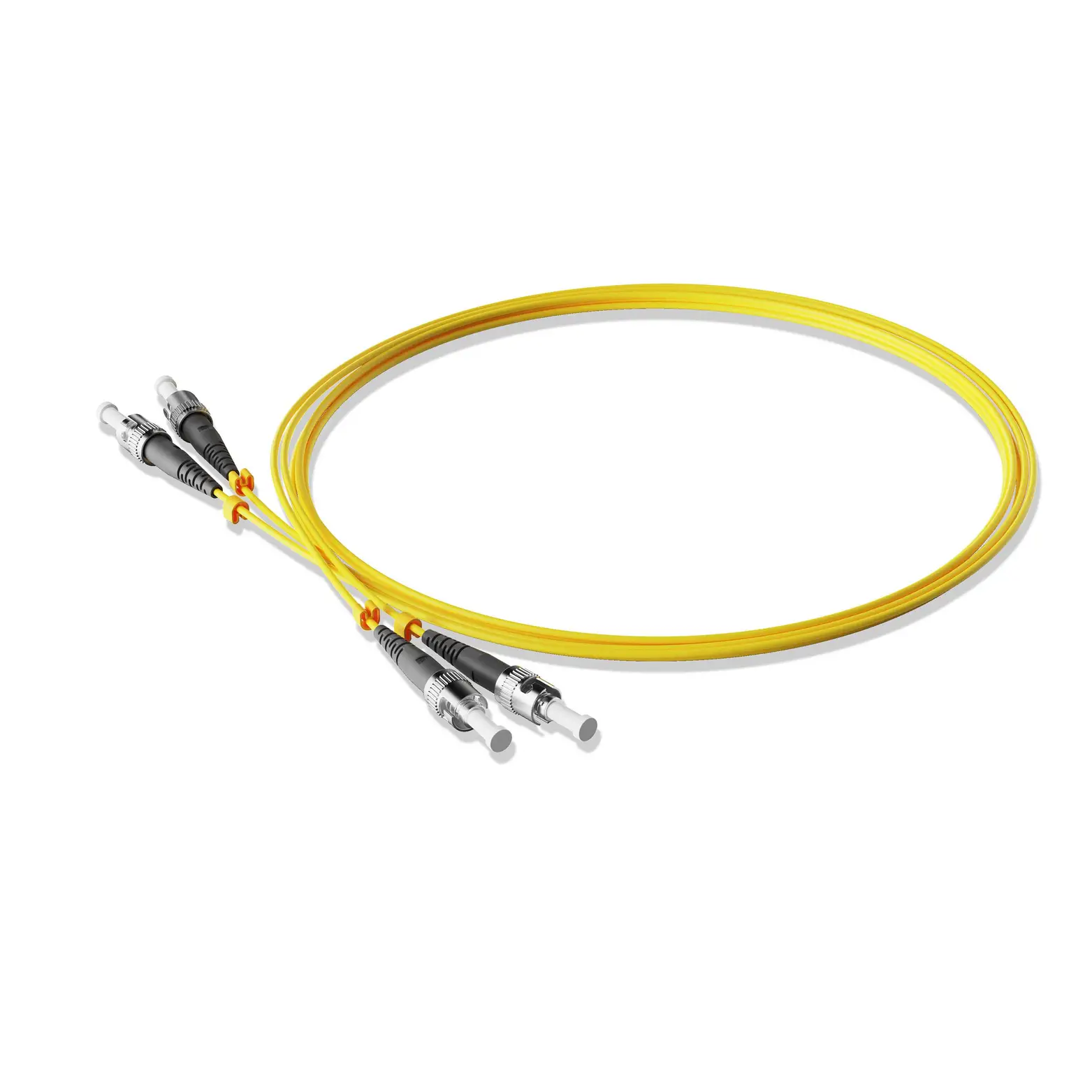 4m 13ft Fiber Patch Cable 2 Fibers ST UPC Duplex to ST UPC Duplex Singlemode OS2 Riser OFNR 2.0mm Yellow