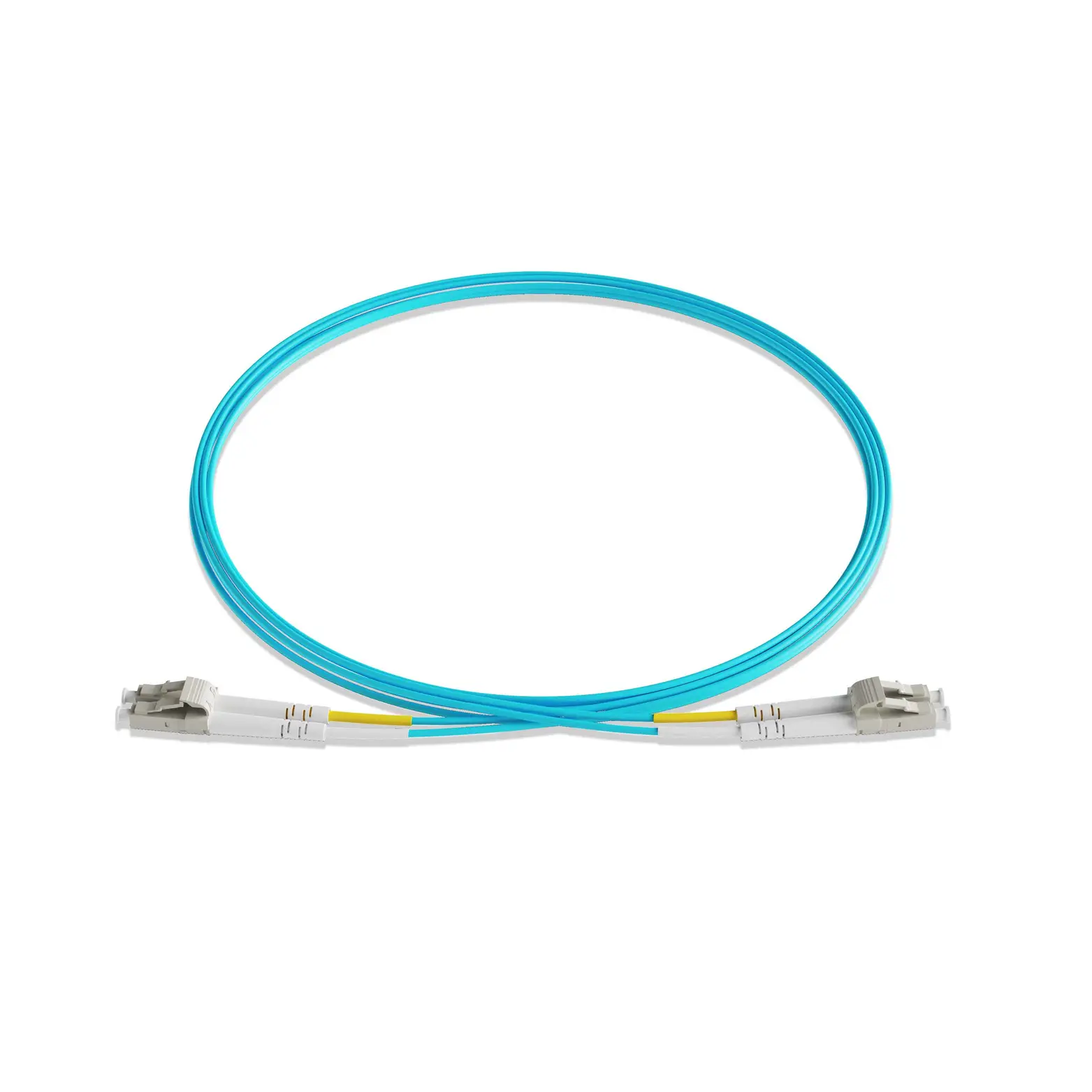 25m 82ft Fiber Patch Cable 2 Fibers LC UPC Duplex to LC UPC Duplex Multimode OM4 Riser OFNR 2.0mm Aqua