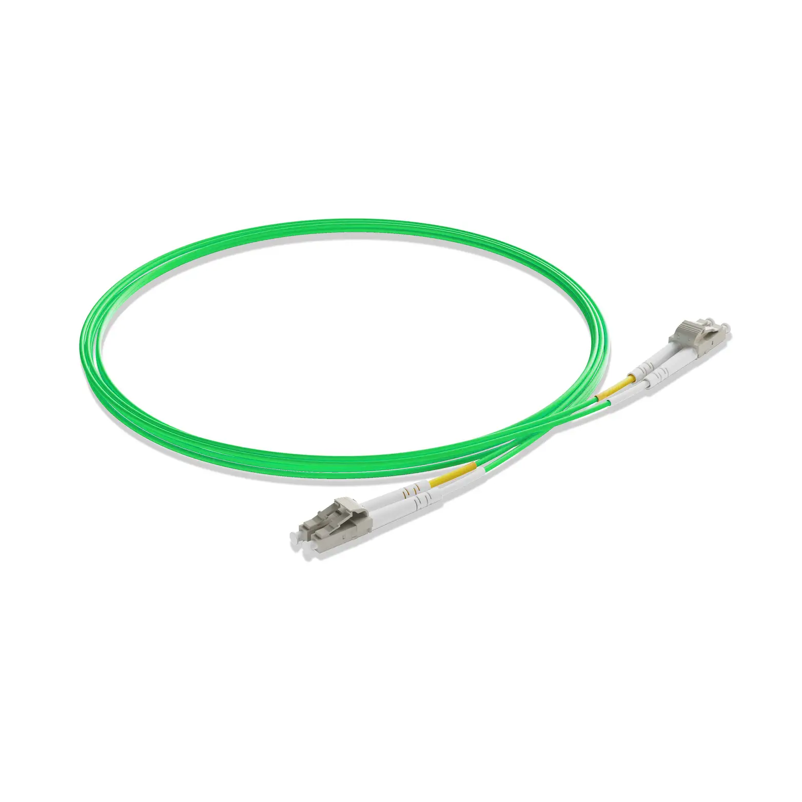 1m 3ft Fiber Patch Cable 2 Fibers LC UPC Duplex to LC UPC Duplex Multimode OM5 Riser OFNR 2.0mm Lime Green