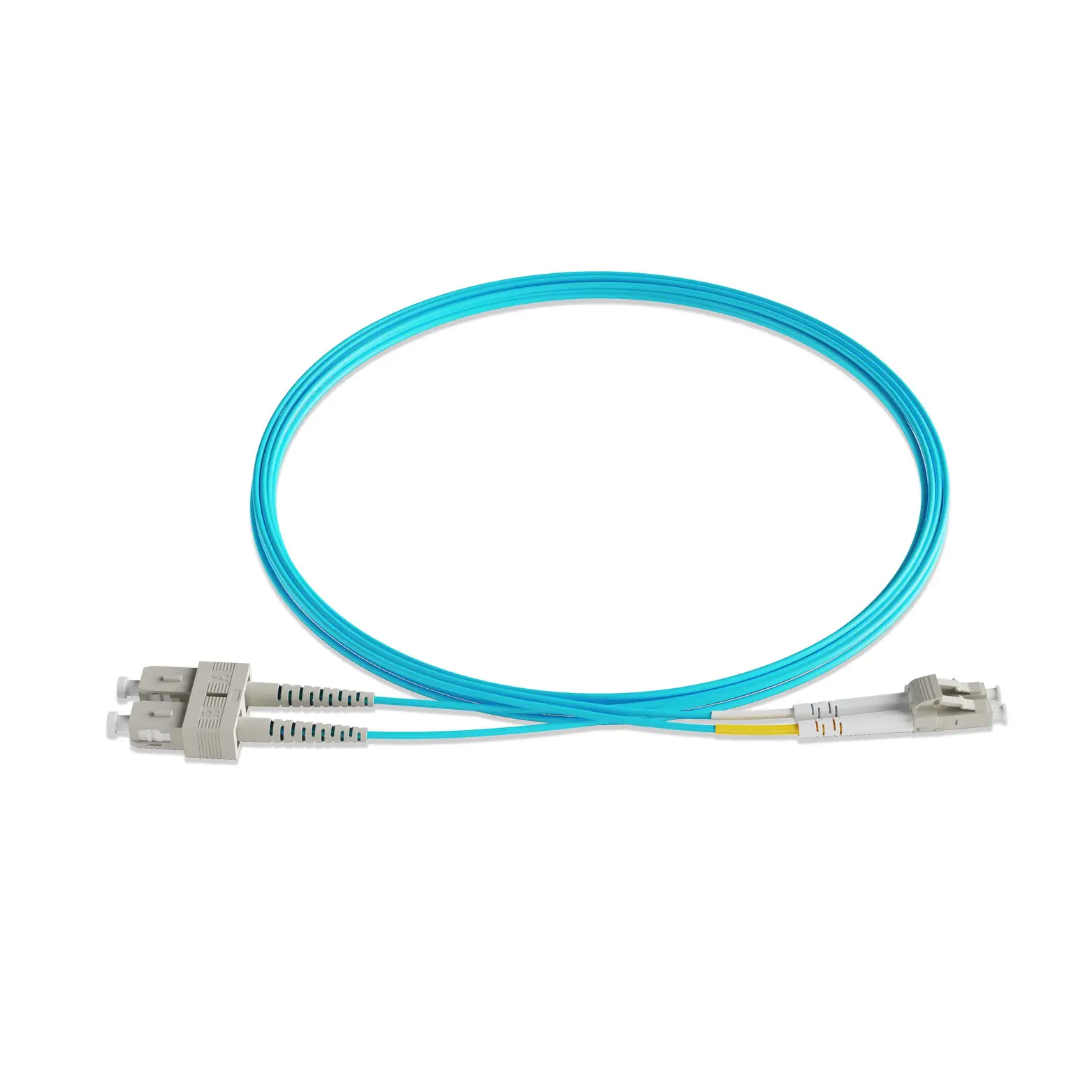 12m 39ft Fiber Patch Cable 2 Fibers LC UPC Duplex to SC UPC Duplex Multimode OM4 Riser OFNR 2.0mm Aqua