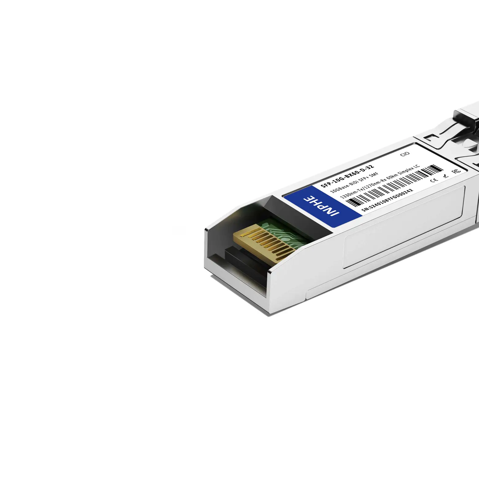 Cisco SFP-10G-BX60D-I Compatible SFP+ 10G BiDi 1330nm-Tx/1270nm-Rx 60km SMF Simplex LC DDM/DOM Optics Transceiver