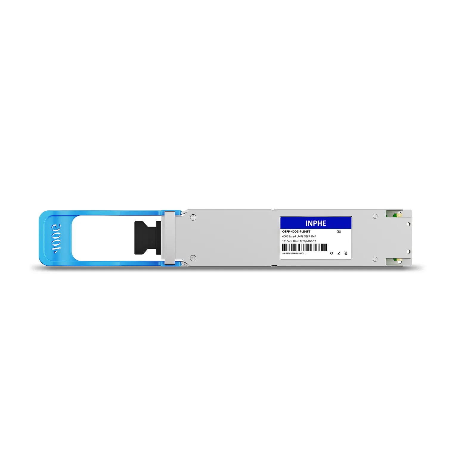 Cisco Compatible OSFP 400GBASE PLR4 1310nm 10km SMF MPO/MTP-12 DDM/DOM Optics Transceiver, Support 4x 100G LR1, Flat Top