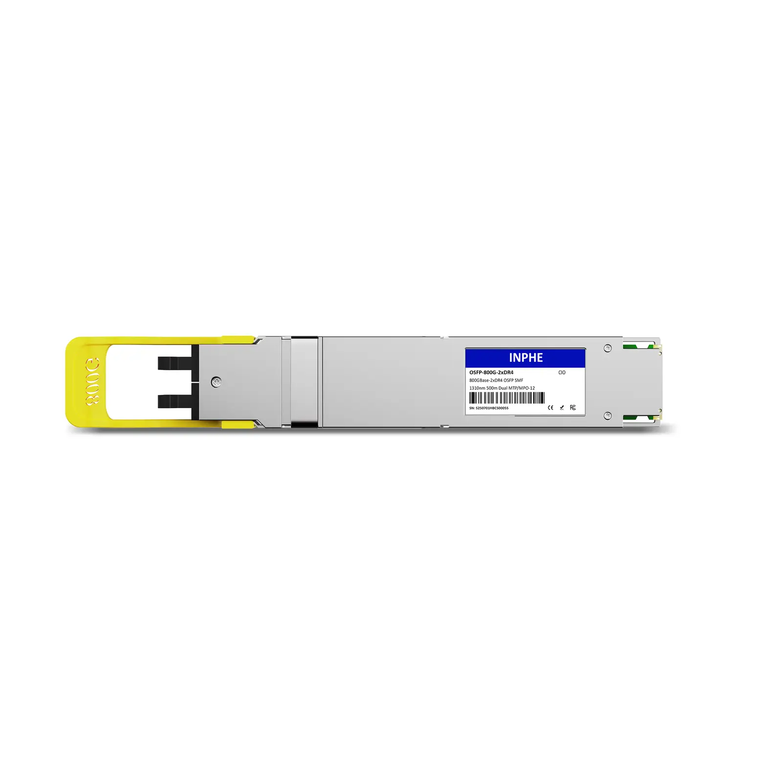Cisco Compatible OSFP 800GBASE 2xDR4 1310nm 500m SMF Dual MPO/MTP-12 With Dual CDR DDM/DOM Optics Transceiver, Support 2x400G DR4, Finned Top