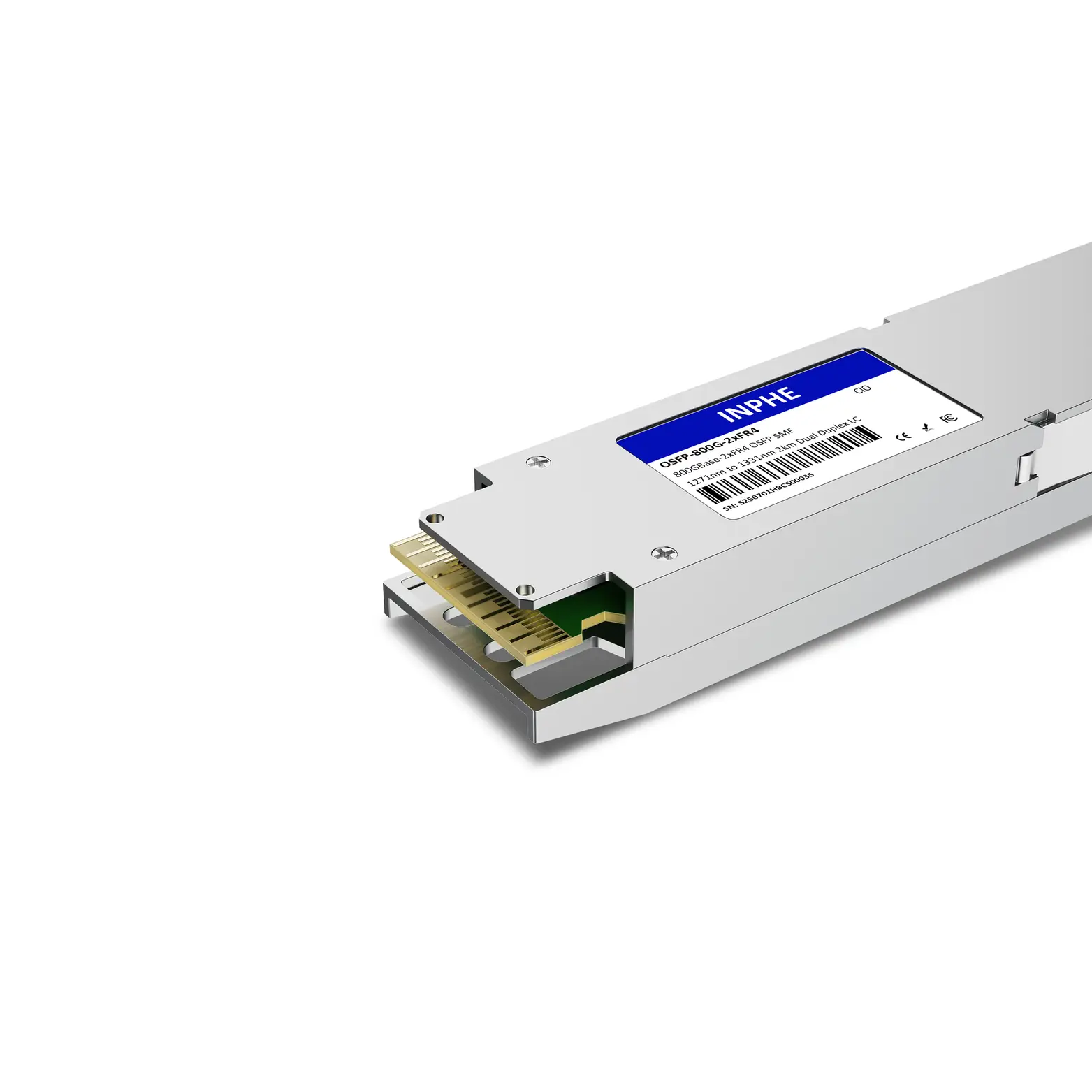 Cisco OSFP-2X400G-FR4 Compatible OSFP 800GBASE 2xFR4 1271/1291/1311/1331nm 2km SMF Dual Duplex LC DDM/DOM Optics Transceiver, Support 2x400G FR4, Finned Top