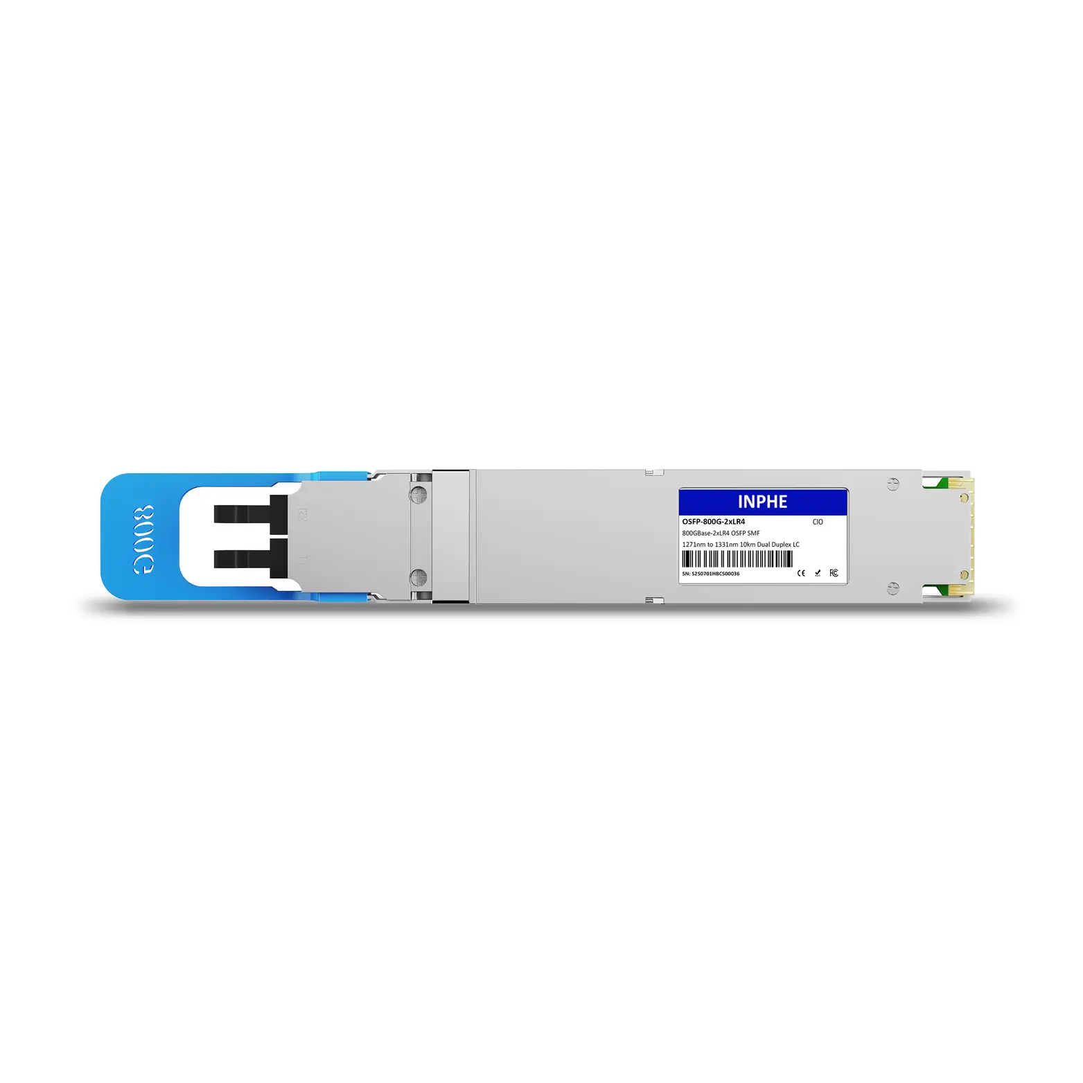 Cisco Compatible OSFP 800GBASE 2xLR4 1271/1291/1311/1331nm 10km SMF Dual Duplex LC DDM/DOM Optics Transceiver, Support 2x400G LR4, Finned Top